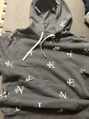 Nike Hoodie with Grey Drawstrings and Bold Logos
